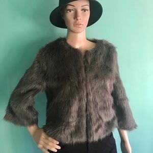 Forever 21 faux fur jacket in soft gray